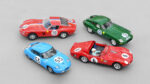 Ferrari 330 TRI/LM MMK, Jaguar Type E SCX, Ferrari 250 GTO Fly, CD Panhard Le Mans Miniatures
