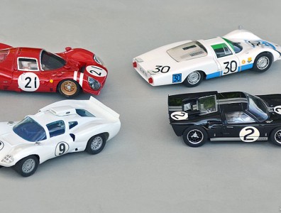 Chaparral 2D Strombecker, Ferrari 330 P3 Racer, Porsche 906L TKP, Ford MkII Scalextric